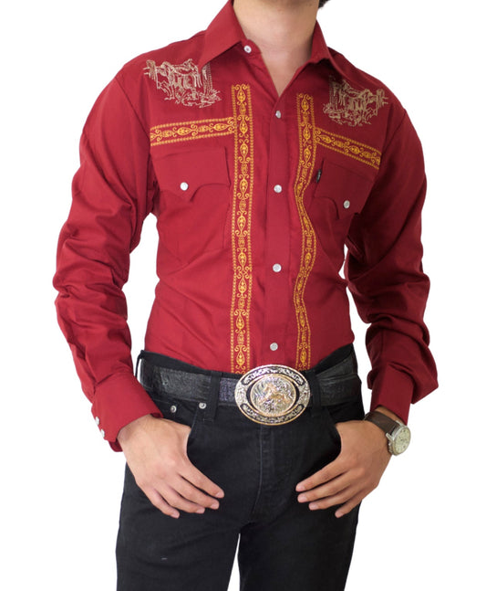 Camisa Bordada Vino